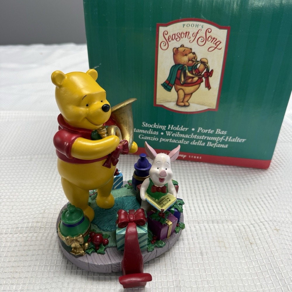 Vintage Disney Store Pooh Piglet Season Song 1997 Christmas Stocking Holder‎ New